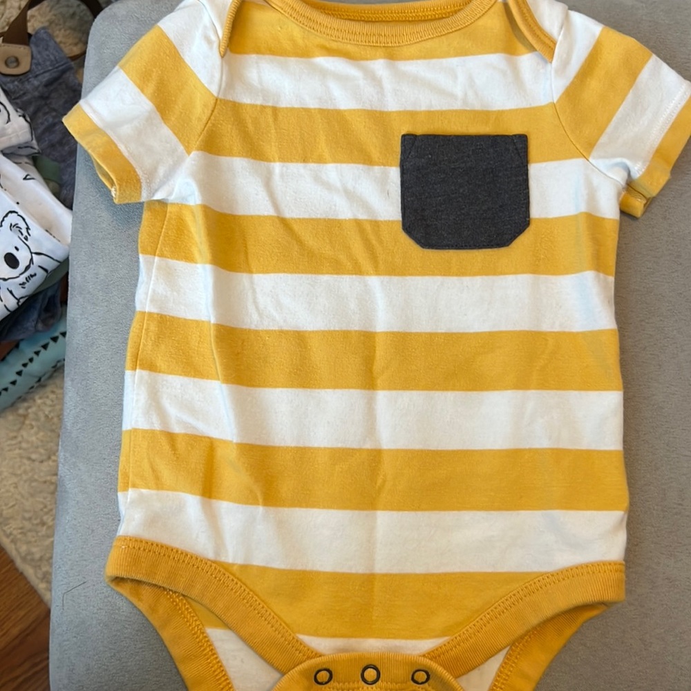 2 Cat & Jack pocket onesies 0/3 month